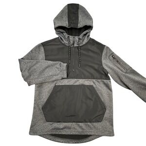 CSG Quarter Zip Anorak Hoodie Mens‎ Size S Gray Black Fleece Pullover Sweatshirt